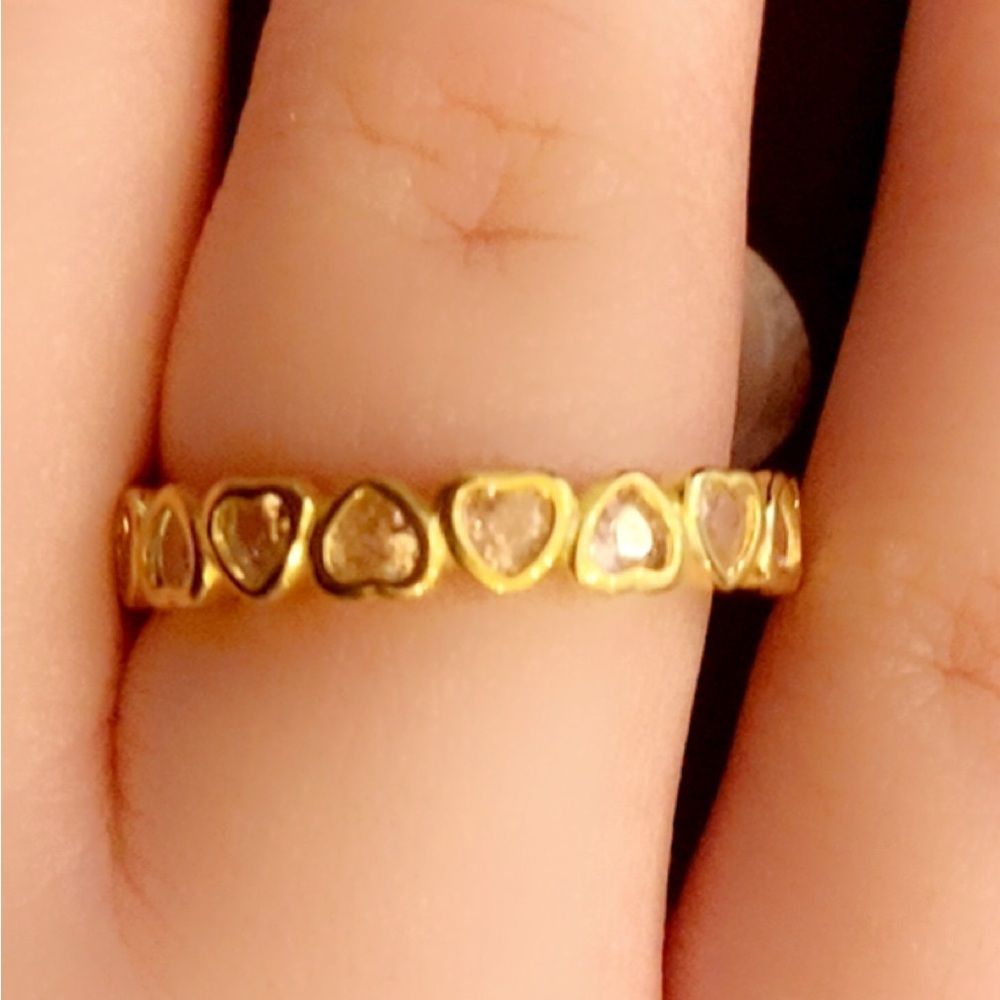 LAUREN G ADAMS- Gold Heart Ring solid brass base and plated with 18k gold new
